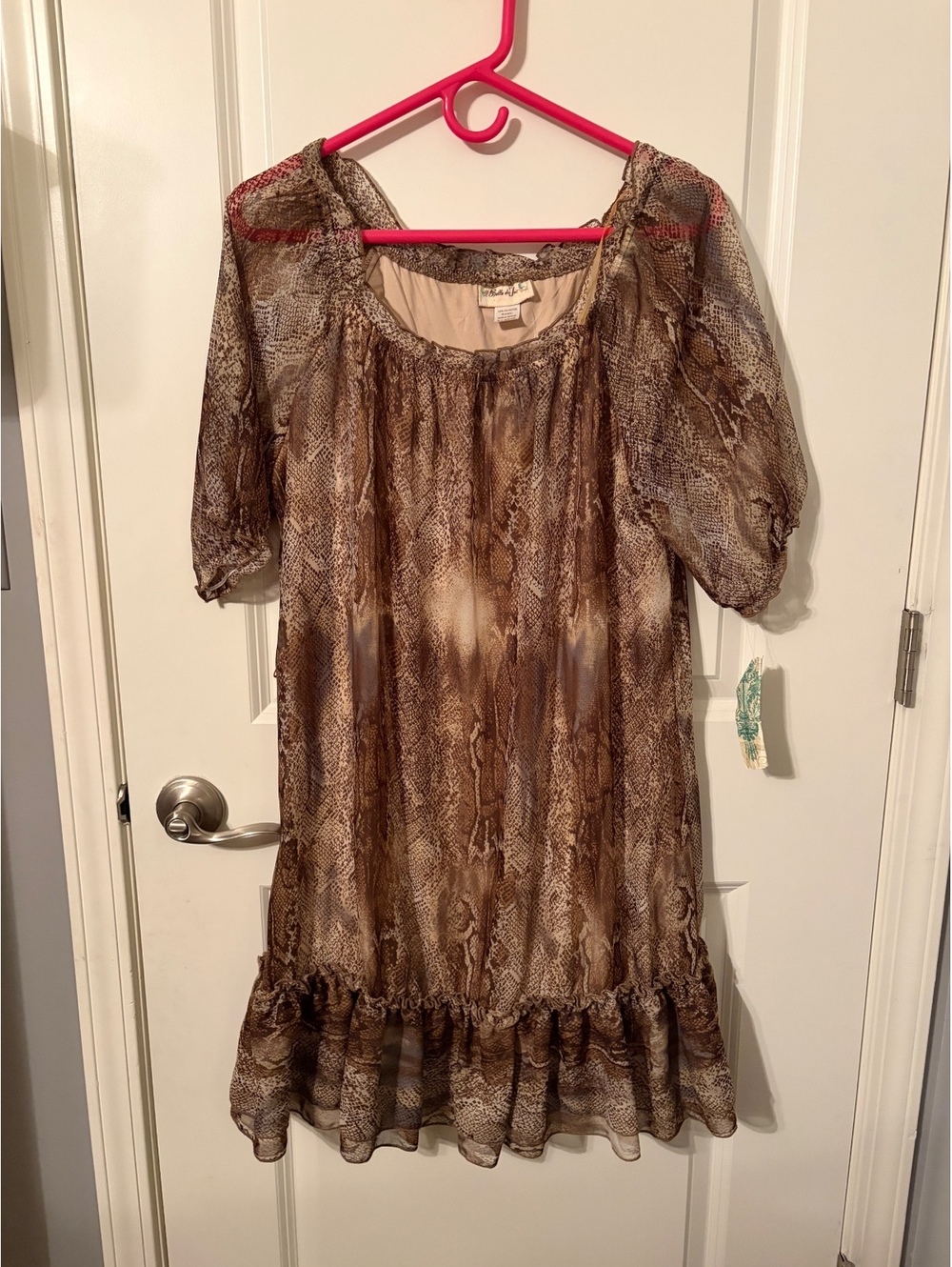 Belle du Jour Women's Snake Print Ruffle Hem Dress Size XL